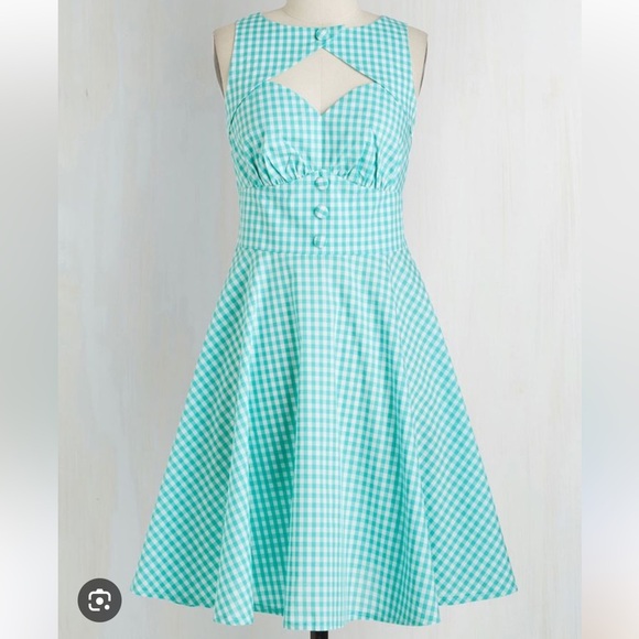 Voodoo Vixen Dresses & Skirts - Voodoo Vixen Teal Checkered Vintage Inspired Dress